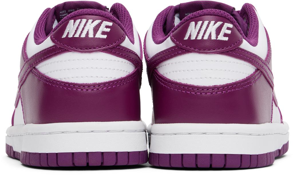 NIKE Big Kids White & Purple Dunk Low Sneakers