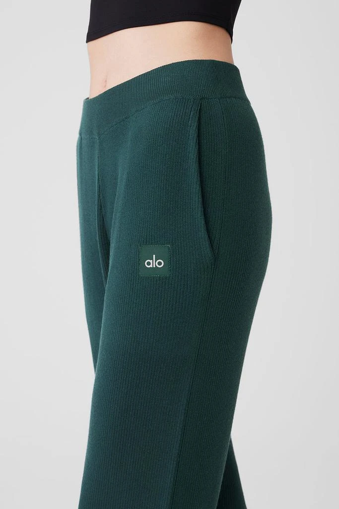 Alo Knit High-Waist Salana Wide Leg Pant - Midnight Green 5
