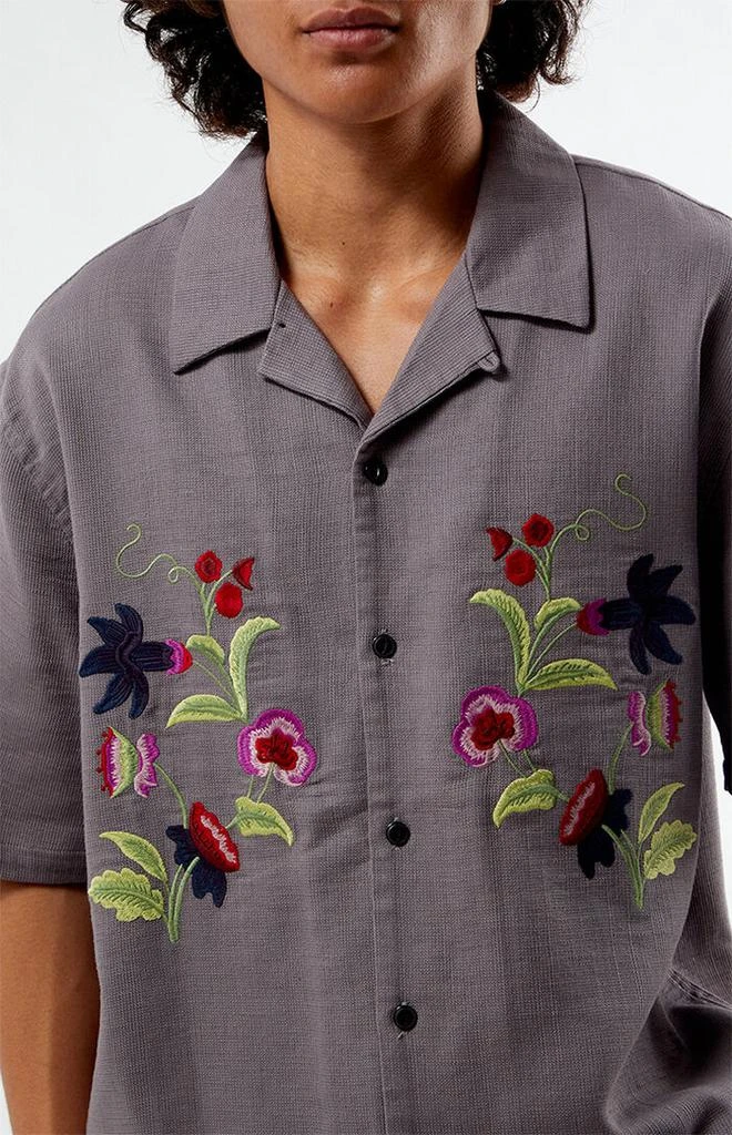 PacSun Floral Embroidery Oversized Resort Camp Shirt 2