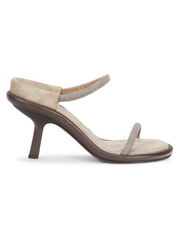 Brunello Cucinelli 80MM Beaded Trim Leather Sandals