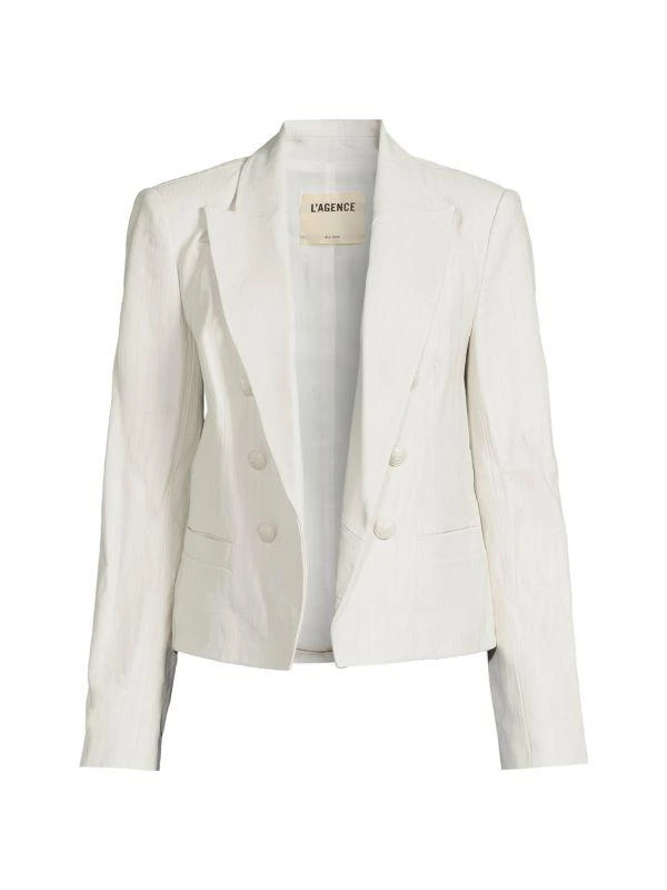 L'Agence Brooke Double Breasted Leather Blazer 3
