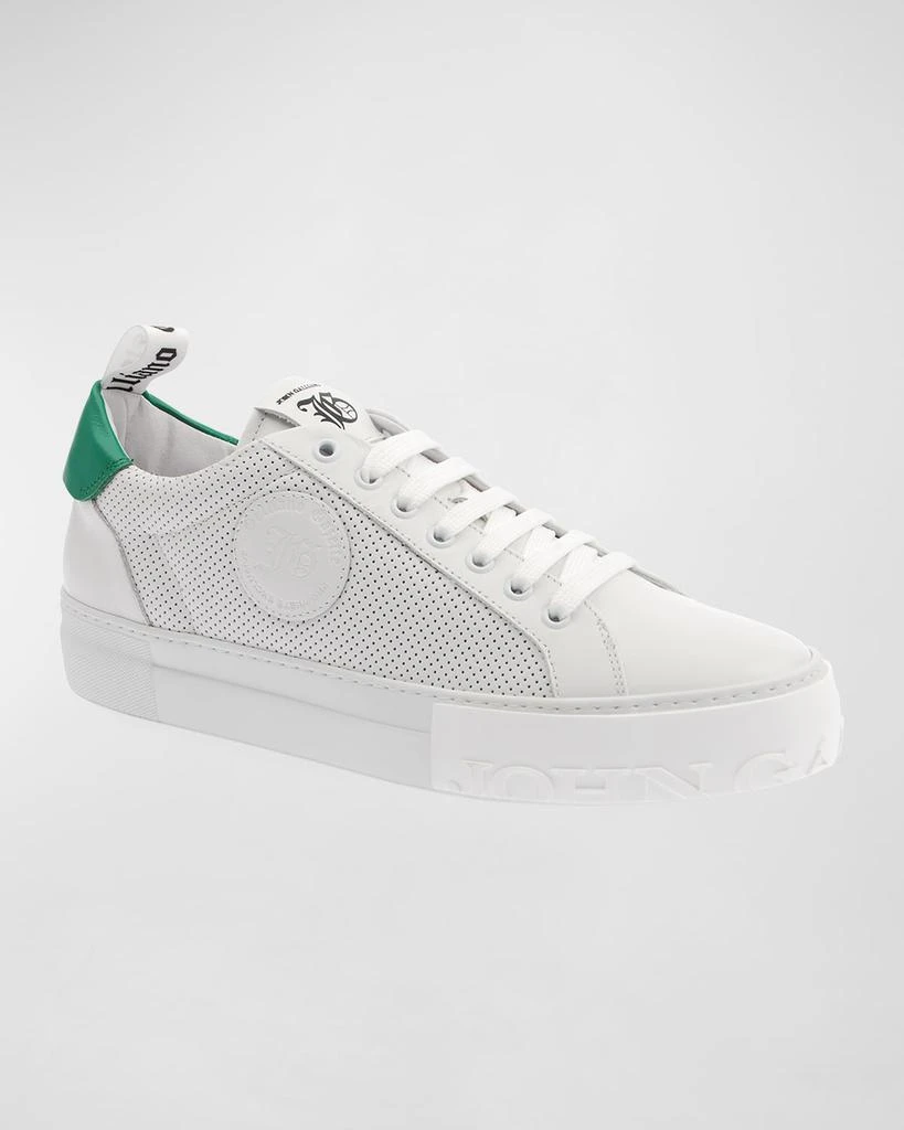 John Galliano Paris Men's Mesh Leather Logo Flatform Sneakers 3