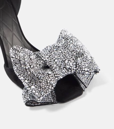 Balmain Ruby 95 embellished bow-detail suede pumps 5