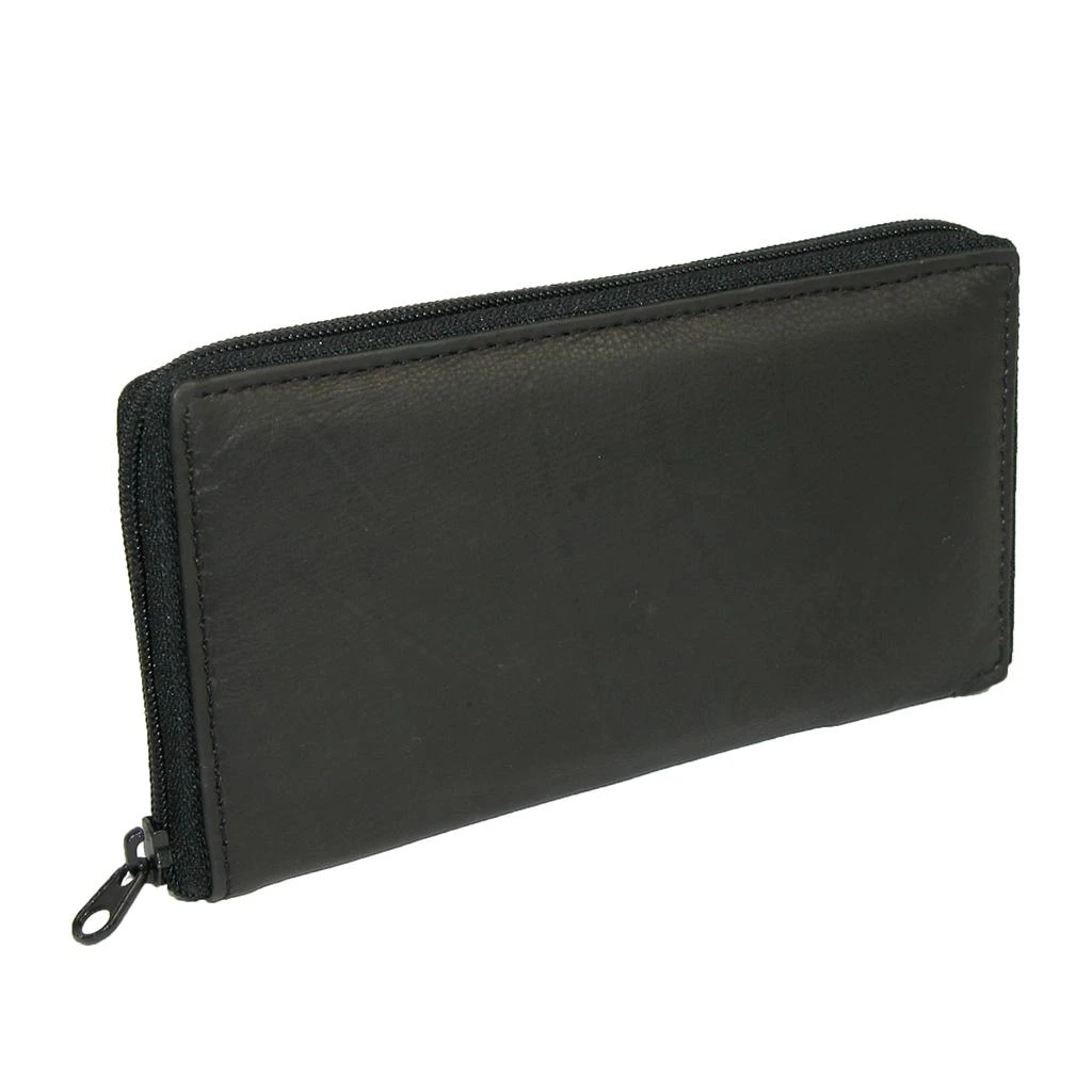Paul & Taylor Leather Deluxe Zip Around Checkbook Cover Wallet 1
