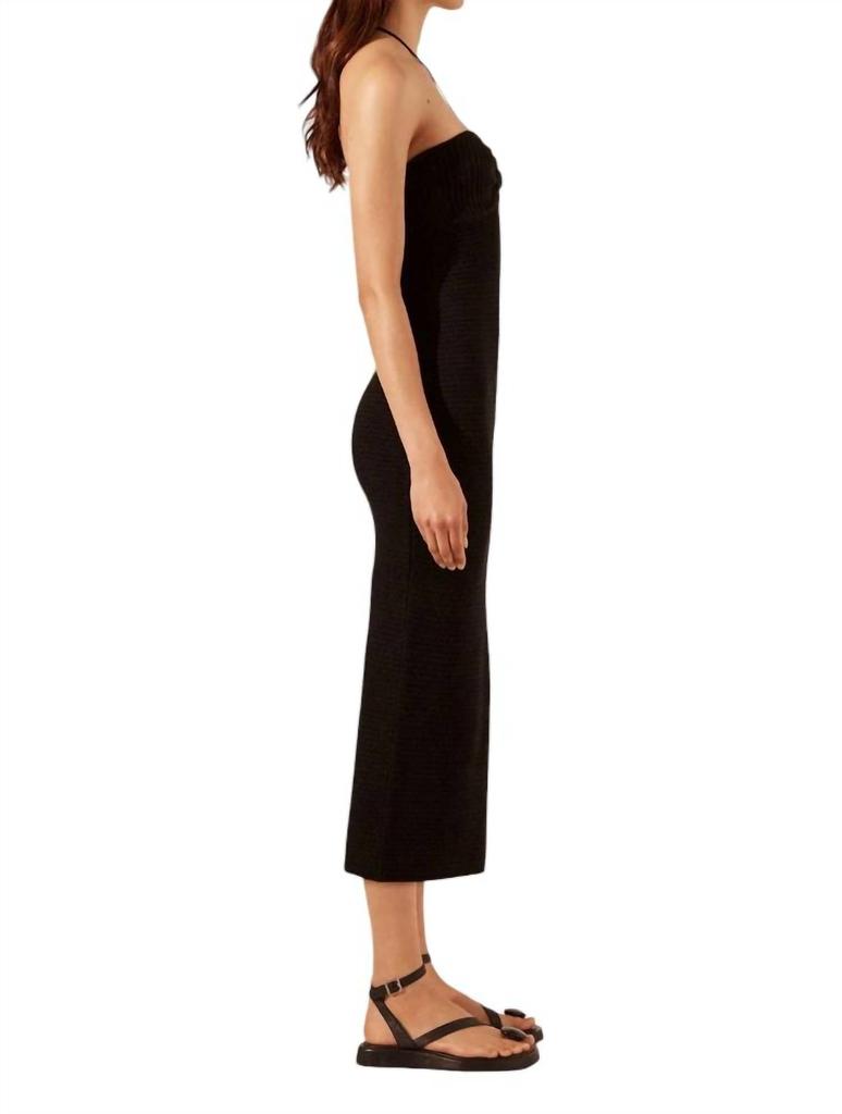 Shona Joy EVE TWIST FRONT HALTER MIDI DRESS
