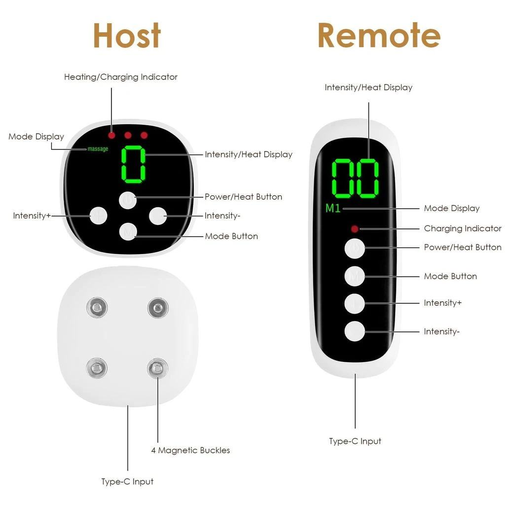 BELUXE Portable Cordless EMS Heating Pad Massager 8 Customizable Modes,19 Intensity Levels,3 Heating Settings,Magnetic Detachable Host,Perfect Gift for Back Pain,Period Cramps,Post Workout Recovery 5