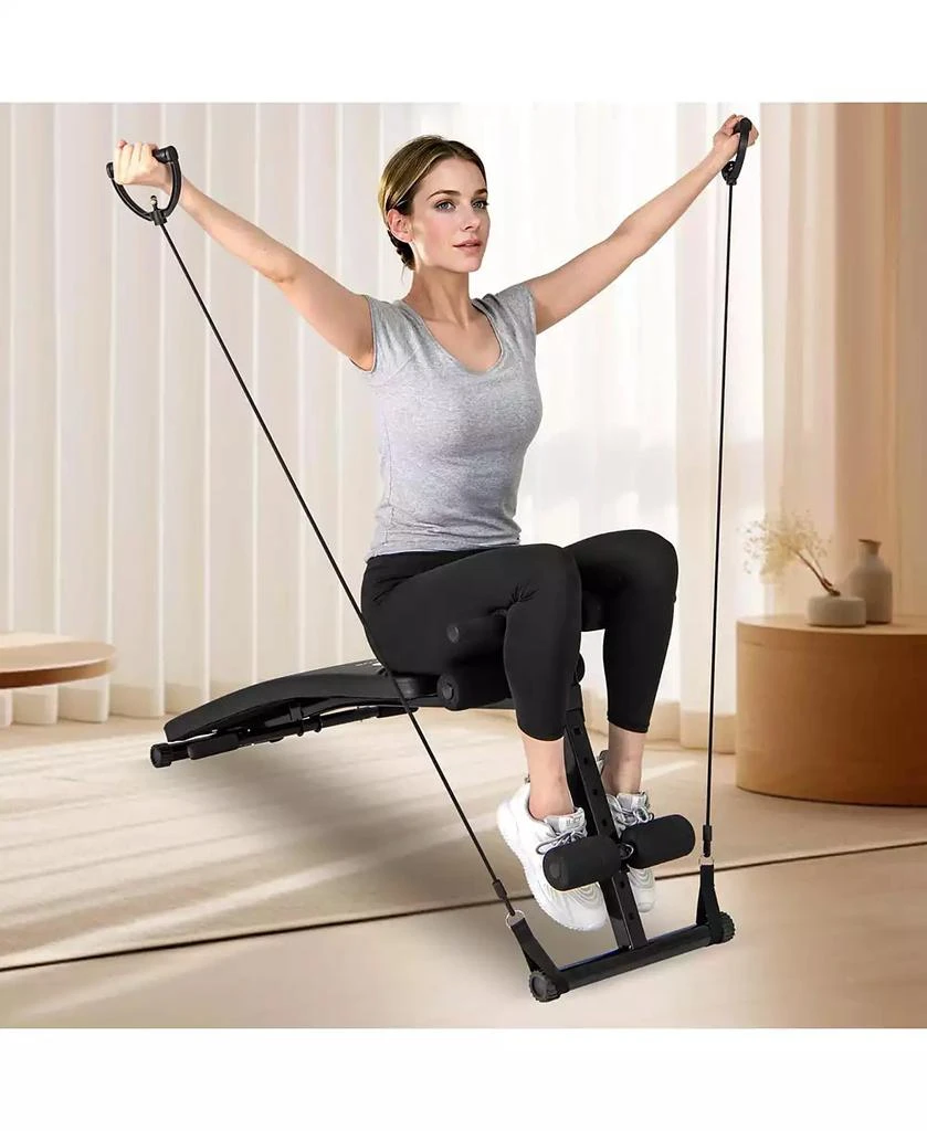 Costway Adjustable Decline Sit-Up Bench for Home Gym with Speed Ball and Resistance Bands 3