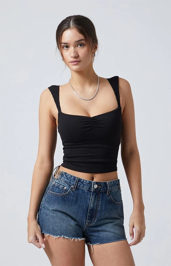 PacSun Dark Indigo Butterfly High Waisted Denim Festival Shorts 2