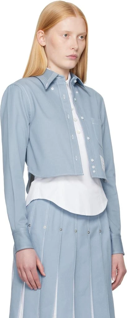 Thom Browne Blue Classic Cropped Long Sleeve Denim Shirt 2