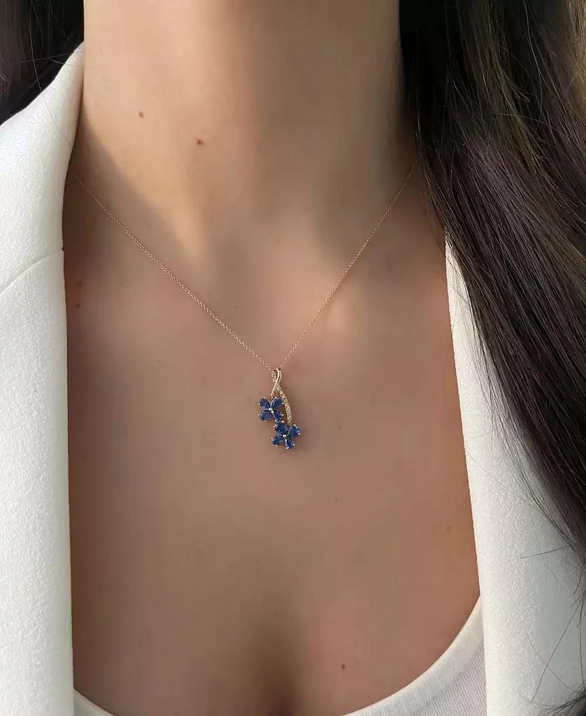 Le Vian Blueberry Sapphire (1-1/2 ct. t.w.) 
Nude Diamond (1/10 ct. t.w.) Flower 18" Pendant Necklace in 14k Rose Gold 2