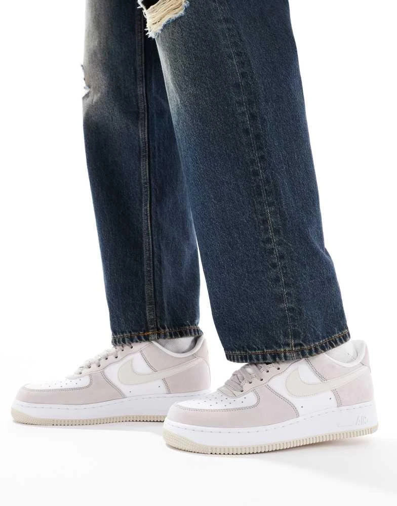 NIKE Nike Air Force 1 premium trainers in white and cream 1