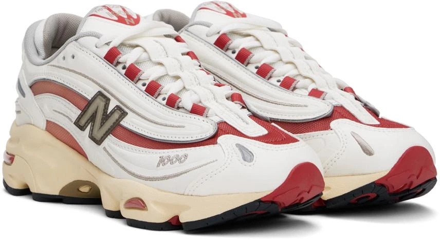 New Balance White & Red 1000 Sneakers 4