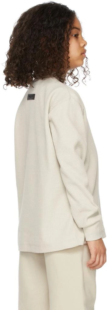 Essentials Kids Beige Waffle Mock Neck Long Sleeve T-Shirt 4