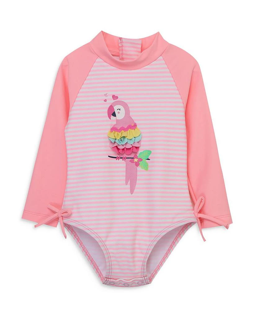 Little Me Baby Girls' Nylon Blend Parrot Striped One Piece Rash Guard 1