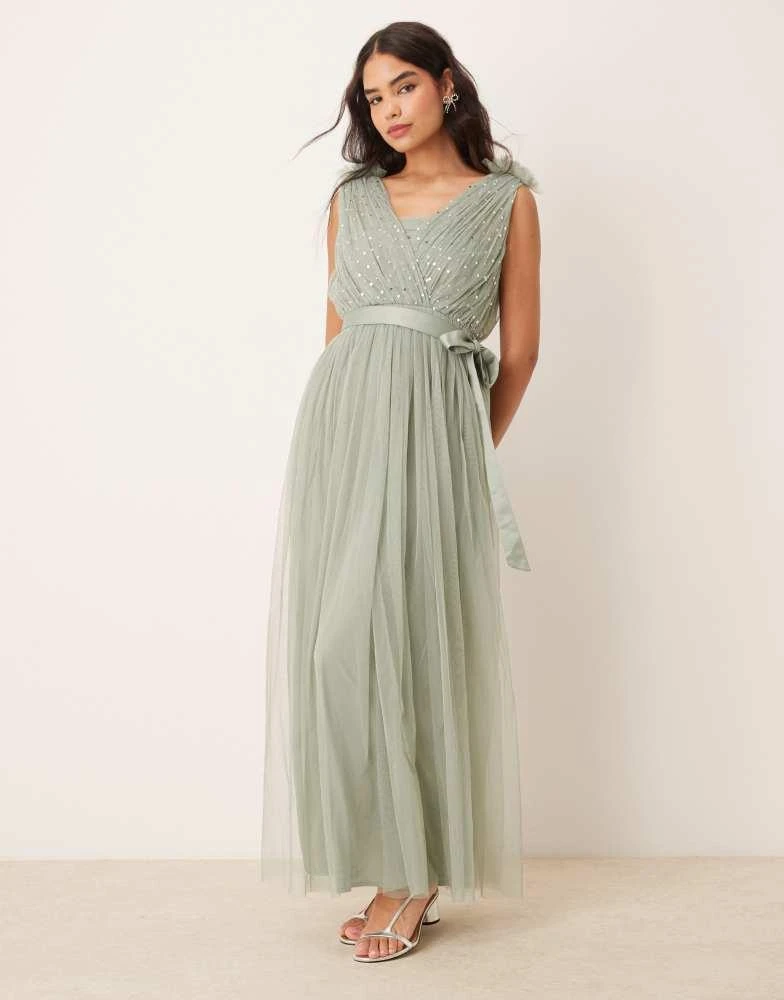 embellished maxi bridesmaid dress Beaded Embellished Maxi Dress – Satin Evening Gown