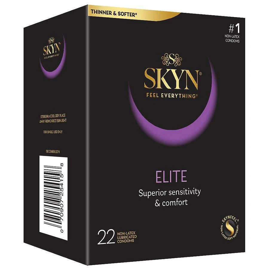 SKYN Elite Non-Latex Condoms Sensusal Masking, Nominal Width: 53 mm, Natural 7
