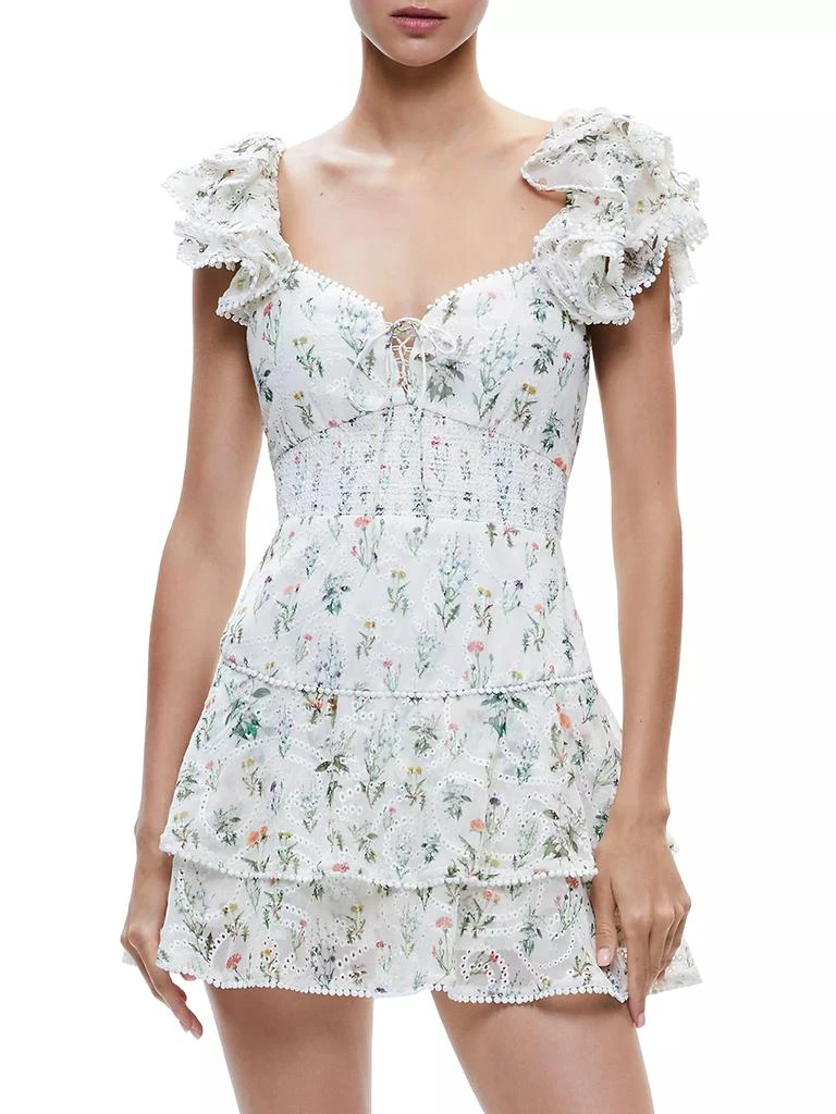 Alice + Olivia Hartford Floral Eyelet Romper 3