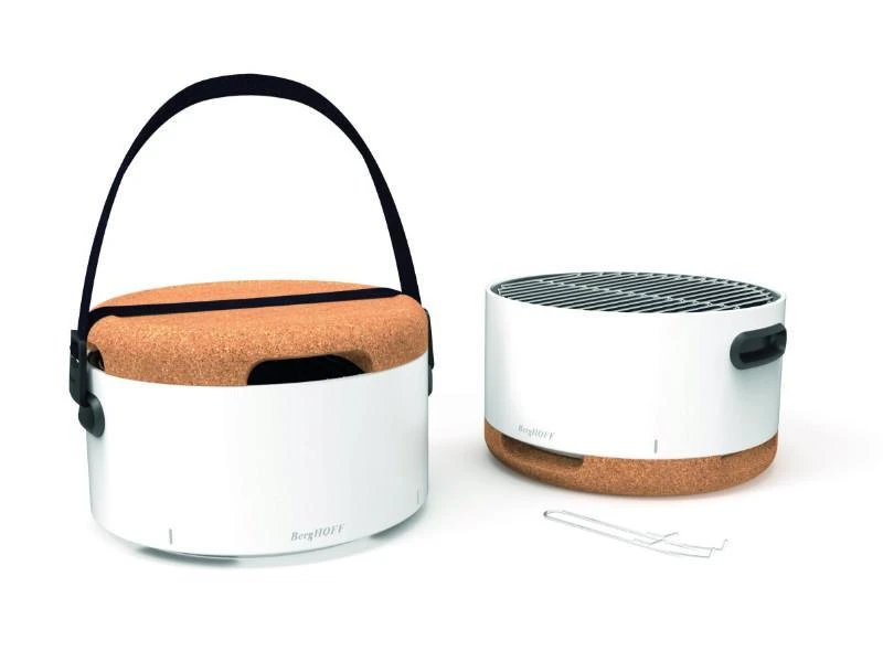 BergHOFF Leo Portable Tabletop Barbecue Grill with Heat Resistant Base White