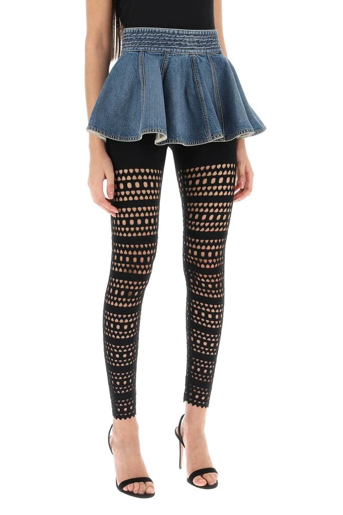 ALAIA flared micro skirt in denim 2