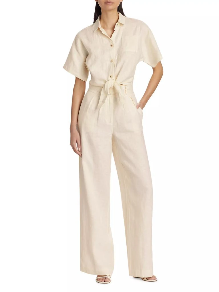 Hevron Alex Linen Tie Crop Shirt 2
