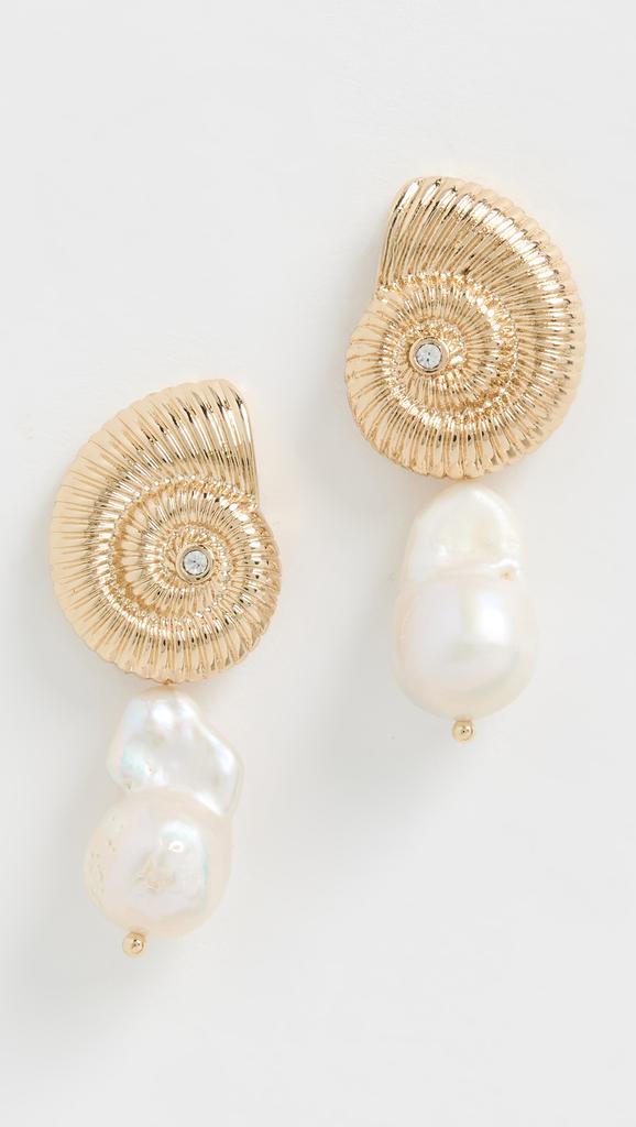Ettika Jewelry Nautilus Shell Freshwater Earrings