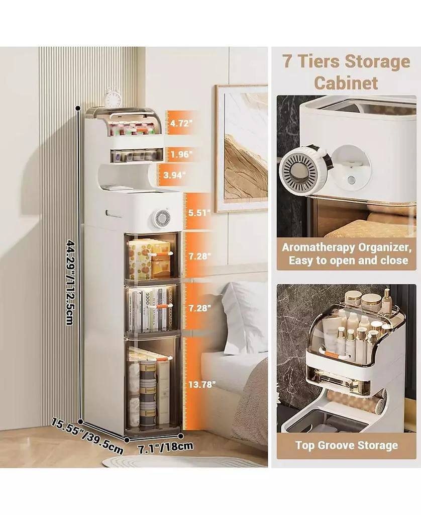 gaomon 7-Tier Waterproof Plastic Storage Cabinet,Narrow Bathroom Storage with Transparent Doors
Flip-Top Compartment, for Bathroom Kitchen Laundry 2