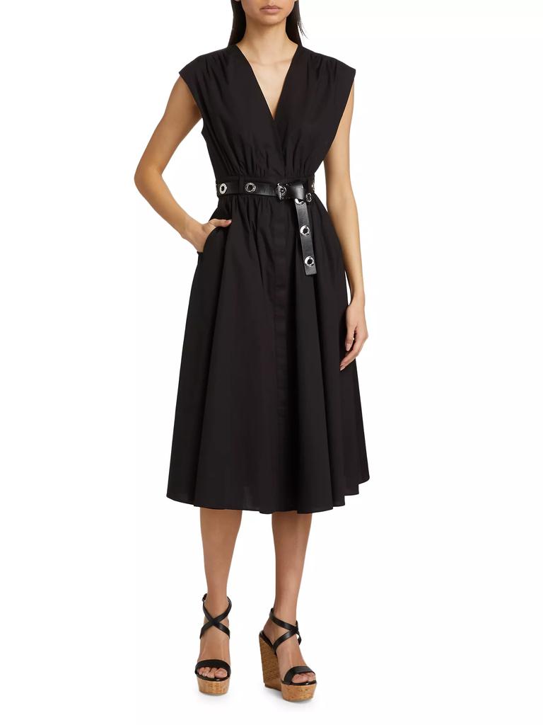 【送料&関税込】Michael Kors Cotton Popeline Midi Dress Dres Michael Kors Women's Cotton Poplin Midi Dress, Black at