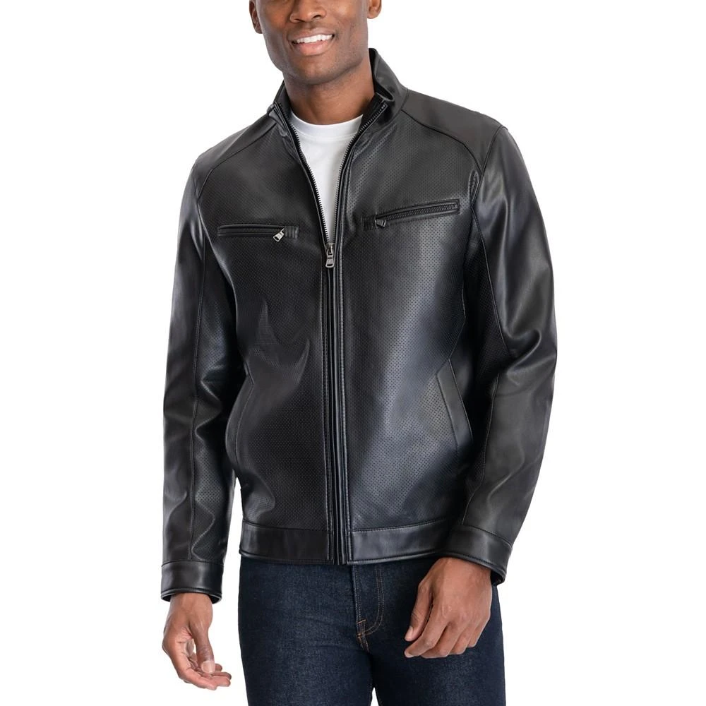 Michael Kors Men's Perforated Faux Leather Moto Jacket, Created for Macy's 5