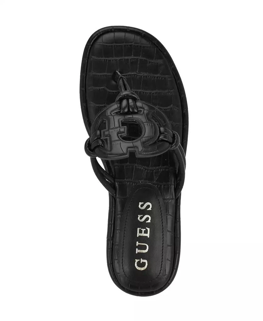 GUESS Women
s Saime Embellished G Cutout Flat Thong Sandals 4
