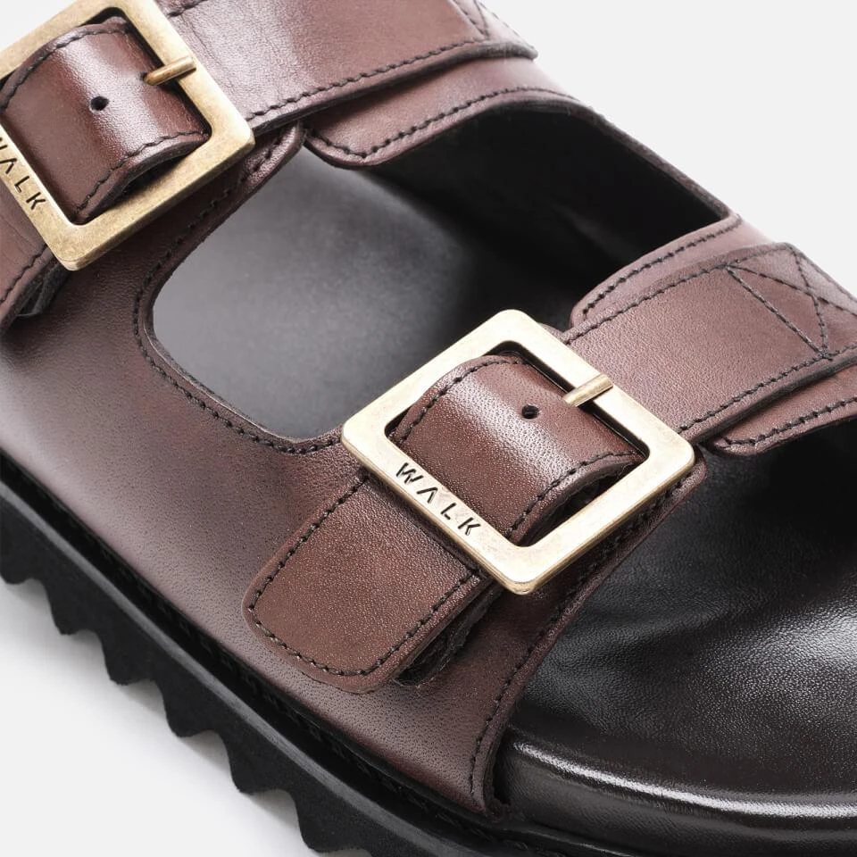 Walk London WALK LONDON MEN'S JAWS LEATHER DOUBLE STRAP SANDALS - BROWN 4