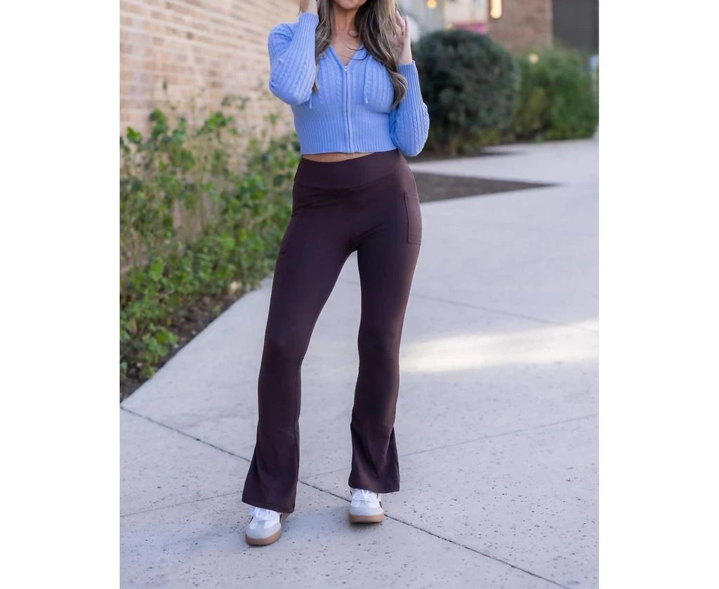 Julia Rose Julia Rose - Brandy With Pockets Flare Leggings