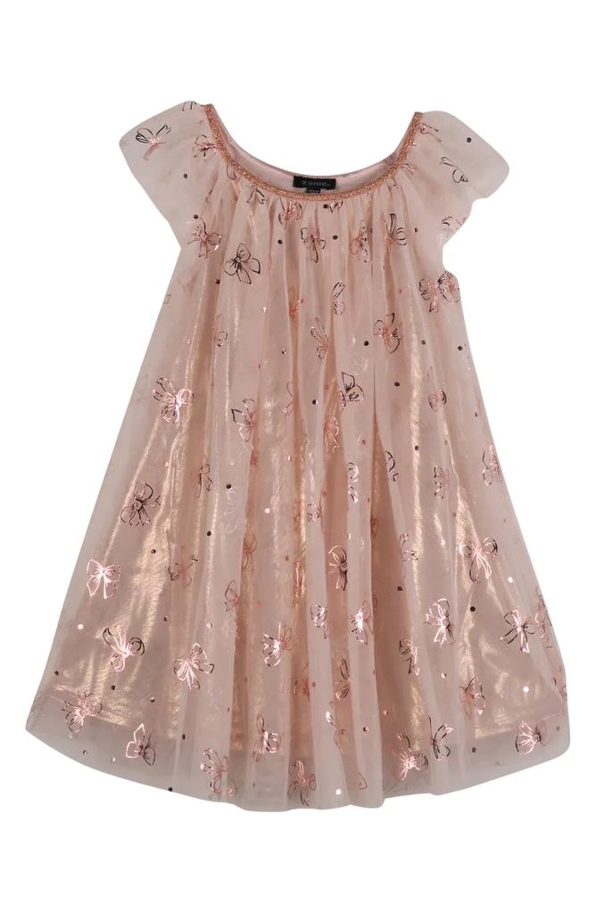 Zunie Kids' Bow Foil Fluffy Mesh Dress 1