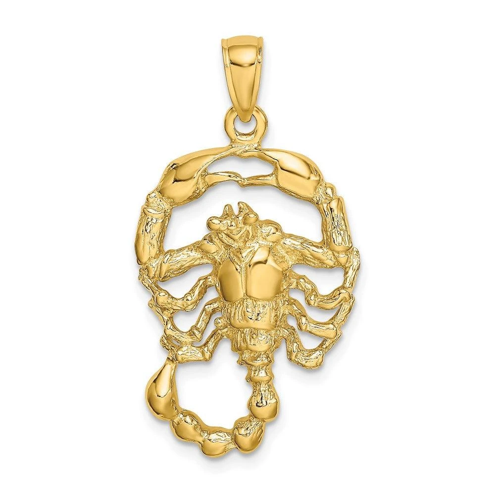 Diamond2Deal 14k Yellow Gold Large Scorpio Zodiac Charm Pendant 1