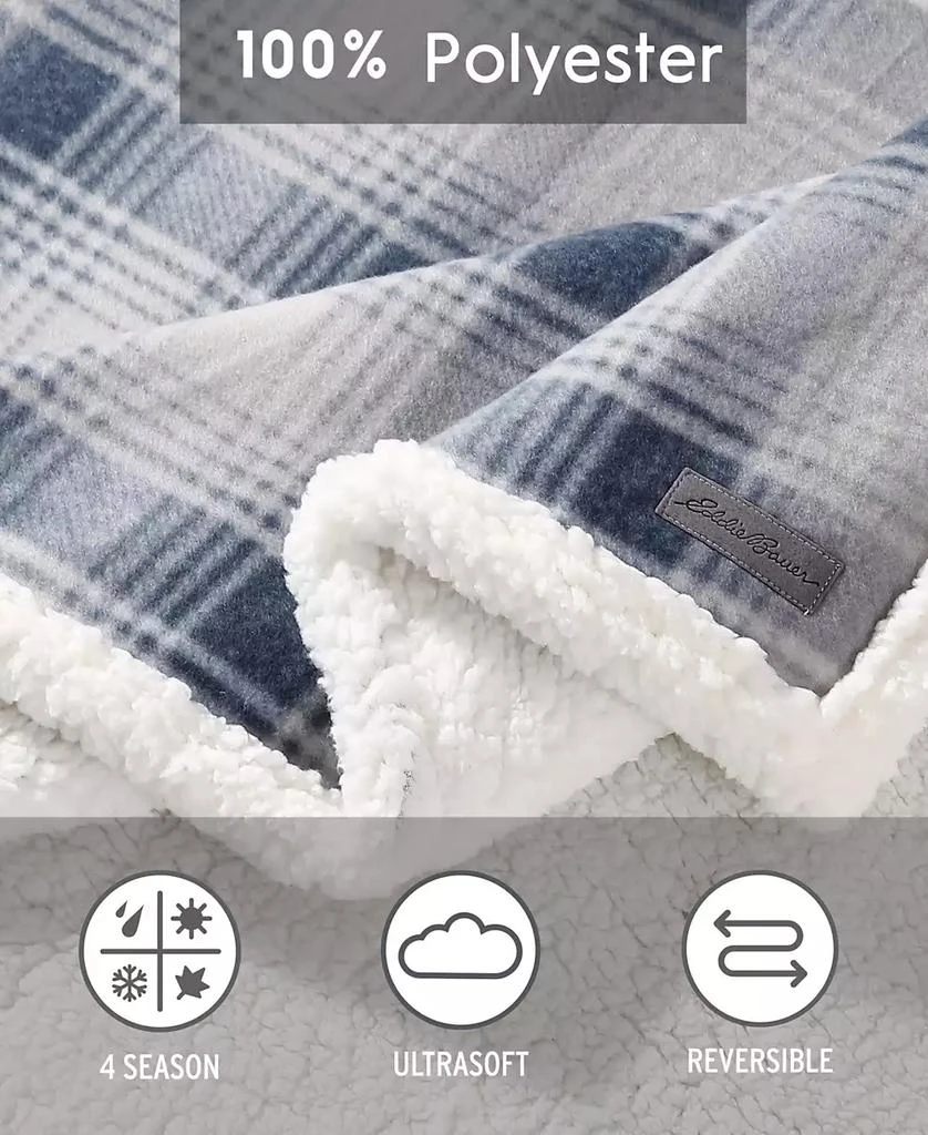 Eddie Bauer Nordic Plaid Ultra Soft Plush Fleece Reversible Oversized Throw, 70" x 50" 6
