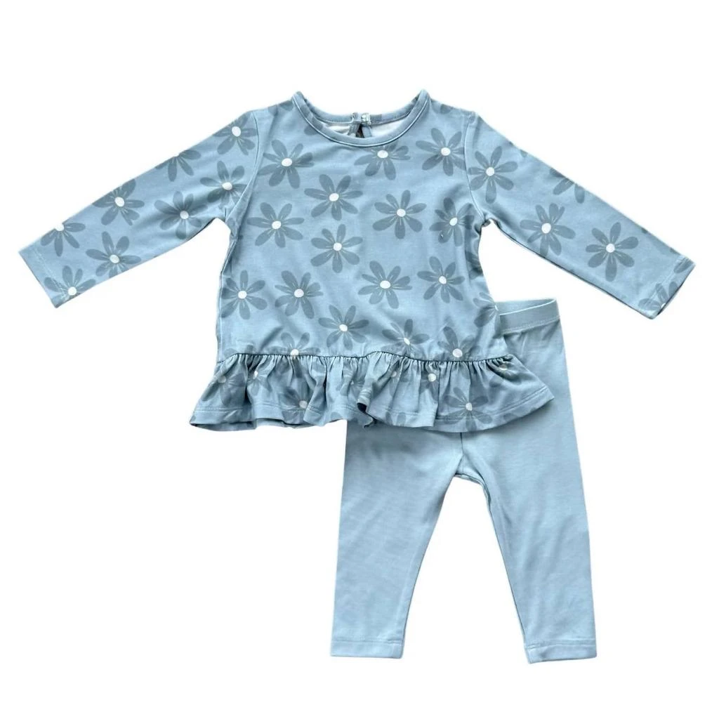 babysprouts Baby
s Long Sleeve Peplum Set In Daisy Sky Blue