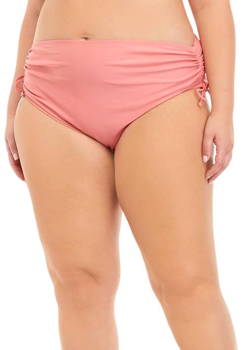 TRUE CRAFT Craft Plus Size Solid Adjustable High Waist Swim Bottoms