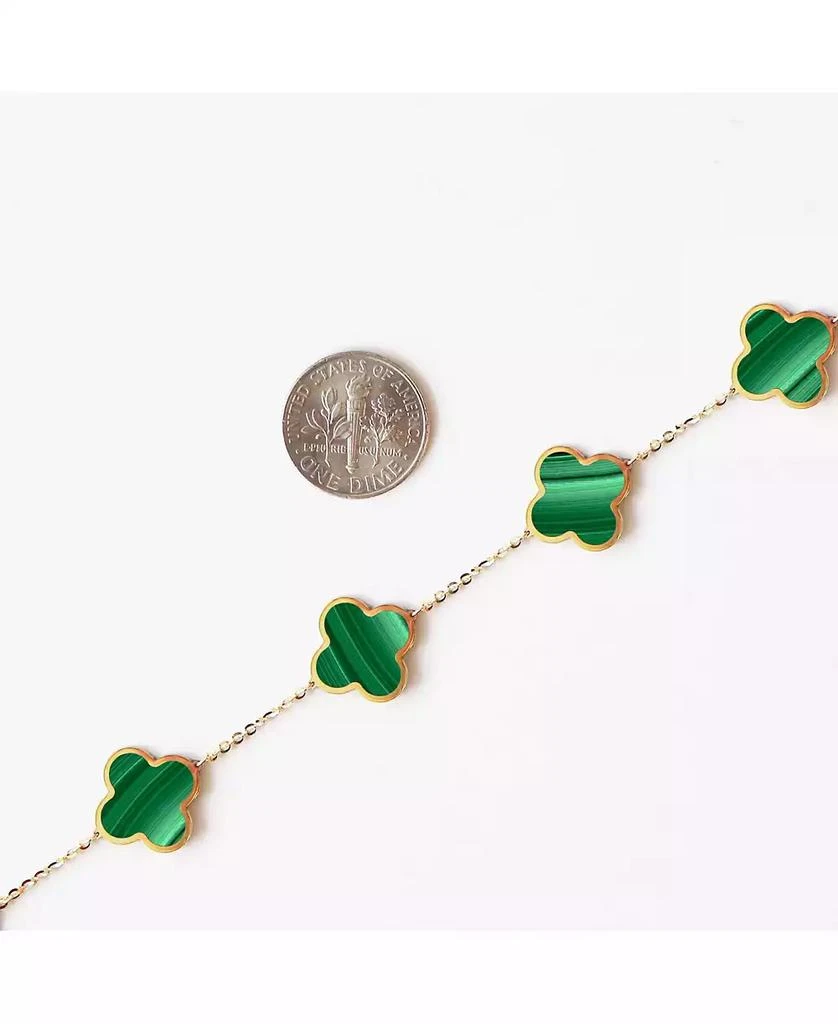 The Lovery Large Malachite Clover Bracelet 14K Gold 5