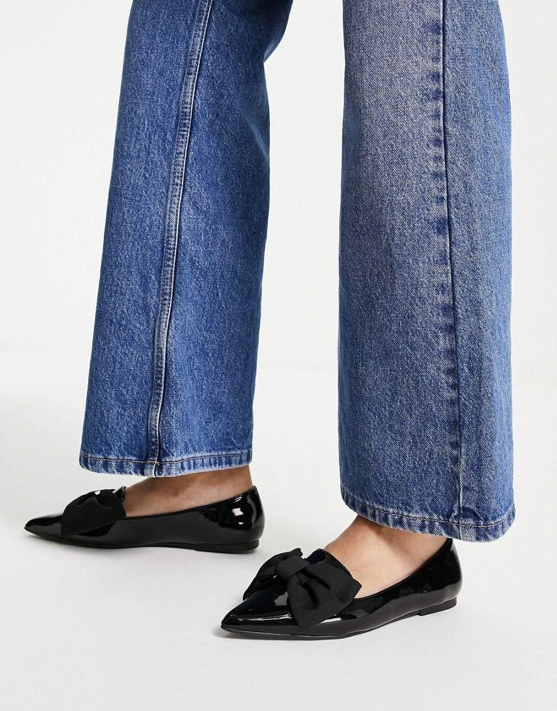 ASOS ASOS DESIGN Lake bow pointed ballet flats in black 4