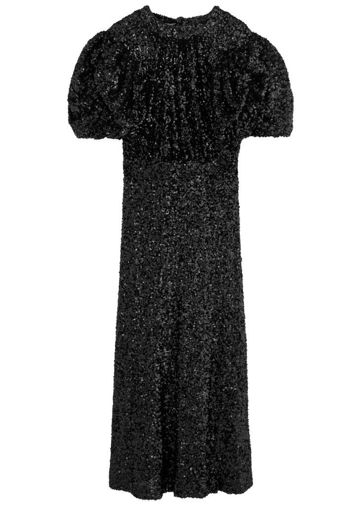 ROTATE BIRGER CHRISTENSEN ワンピース Sequined midi 902238 Rotate Green Sequins Midi Slit Dress Teal | Contemporary