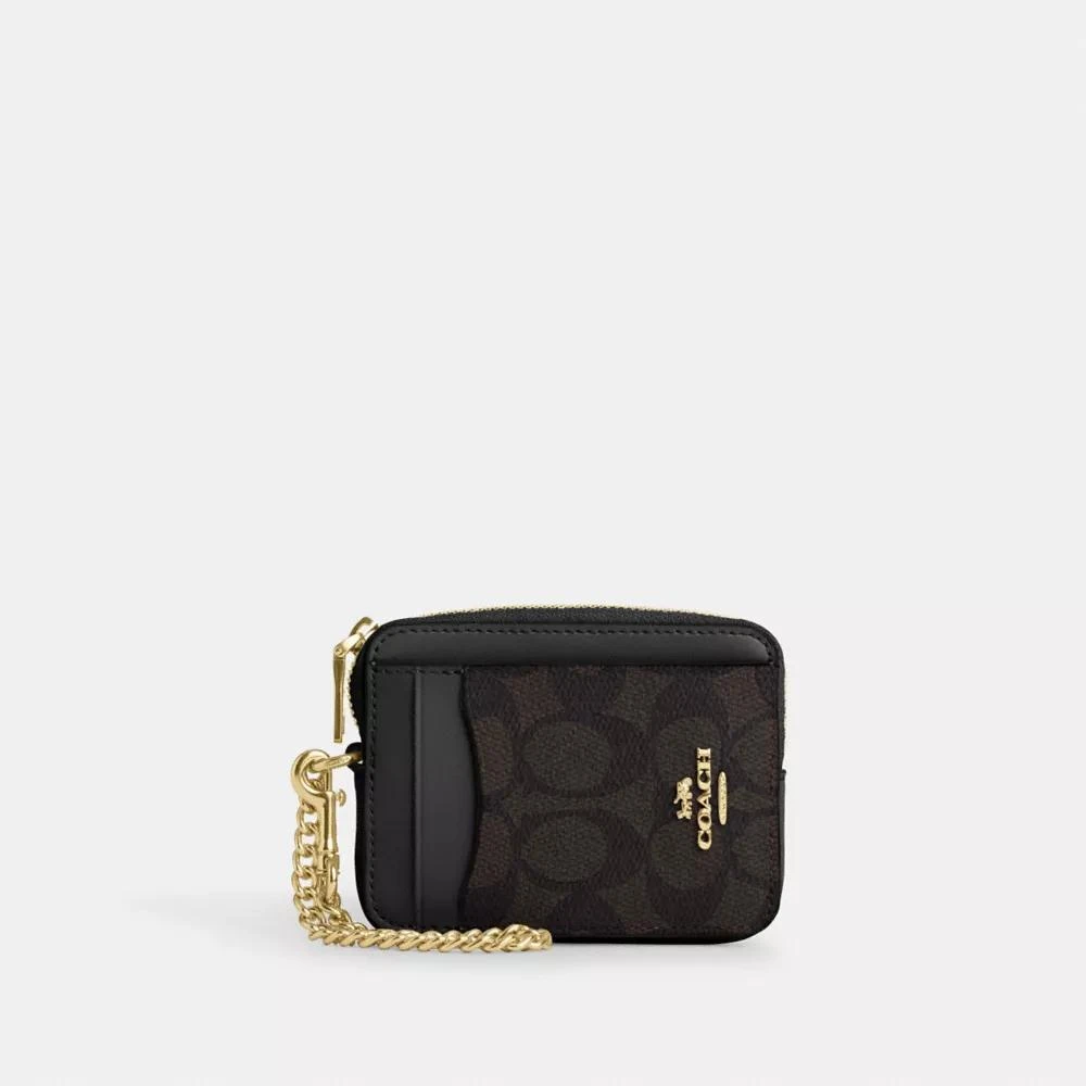 Coach Zip Card Case In Signature Canvas