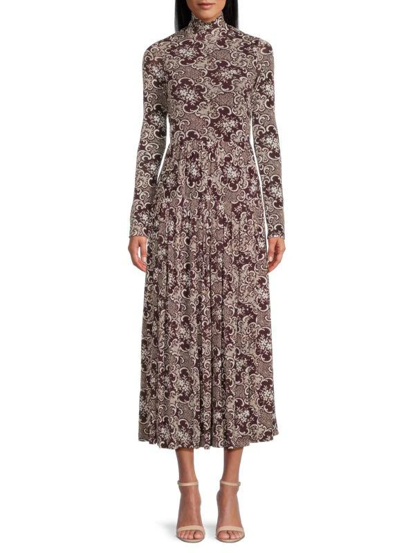 Rebecca Taylor Rochelle Print Pleated Maxi Dress 1