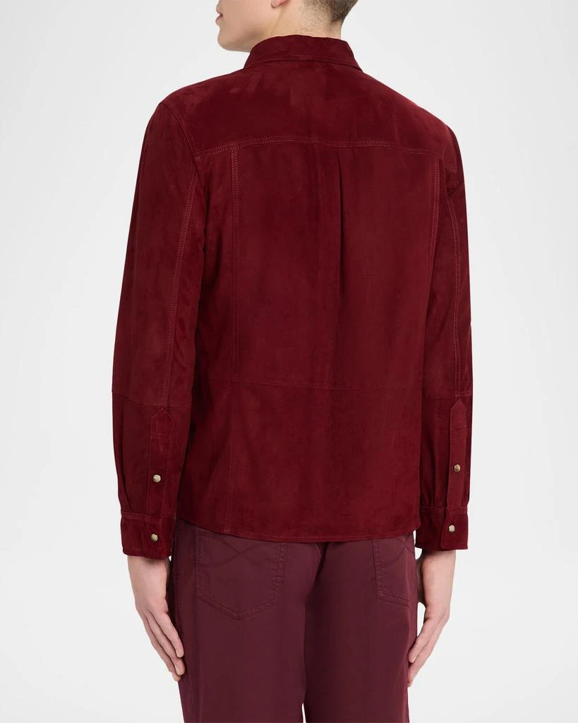 Brunello Cucinelli Men
s Leather Snap-Front Shirt with Pocket 3