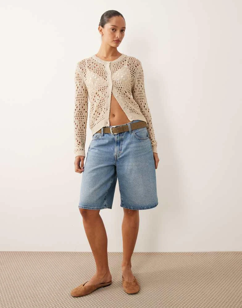 Mango Mango Teen knitted scoop neck sleeveless top with tie front in cream 3