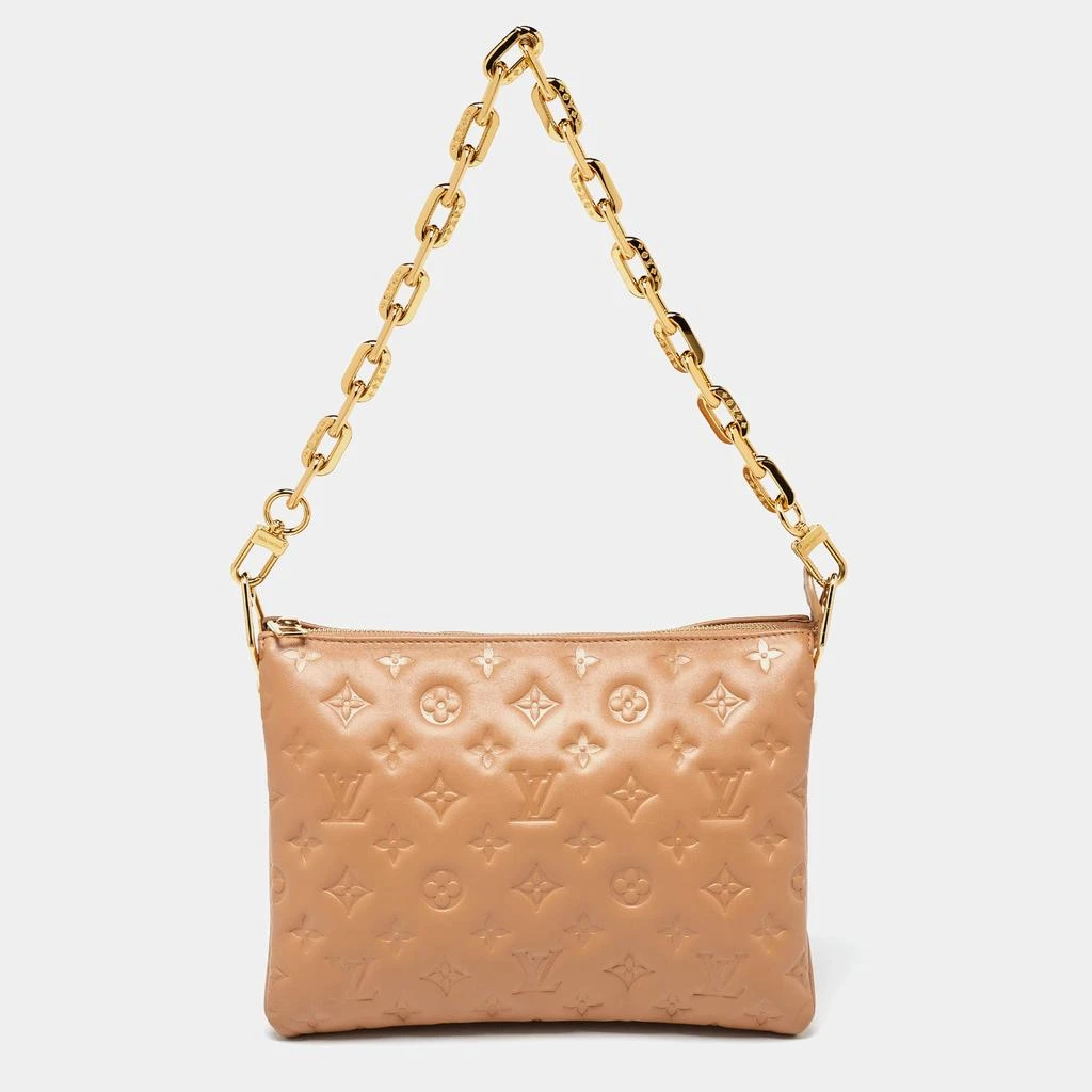 Louis Vuitton Louis Vuitton Taupe Monogram Embossed Leather Coussin PM Bag 1