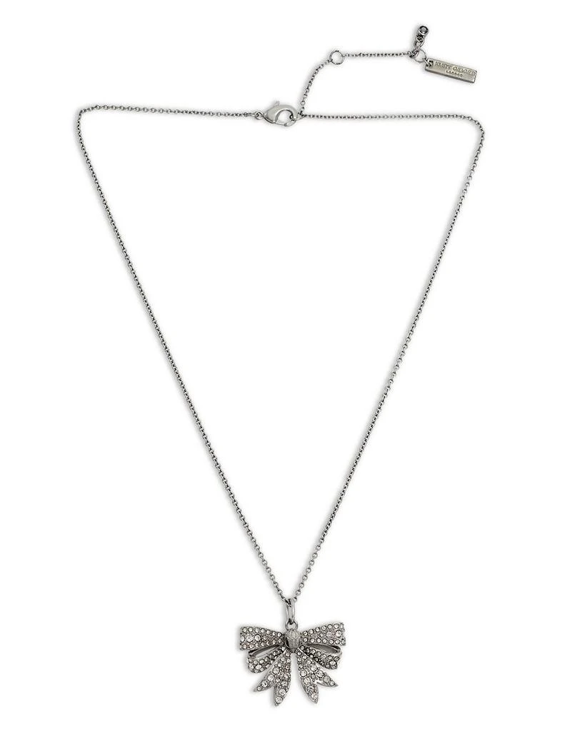 Kurt Geiger Pavé Eagle Head Bow Mini Pendant Necklace in Rhodium Plated, 16"-18" 1