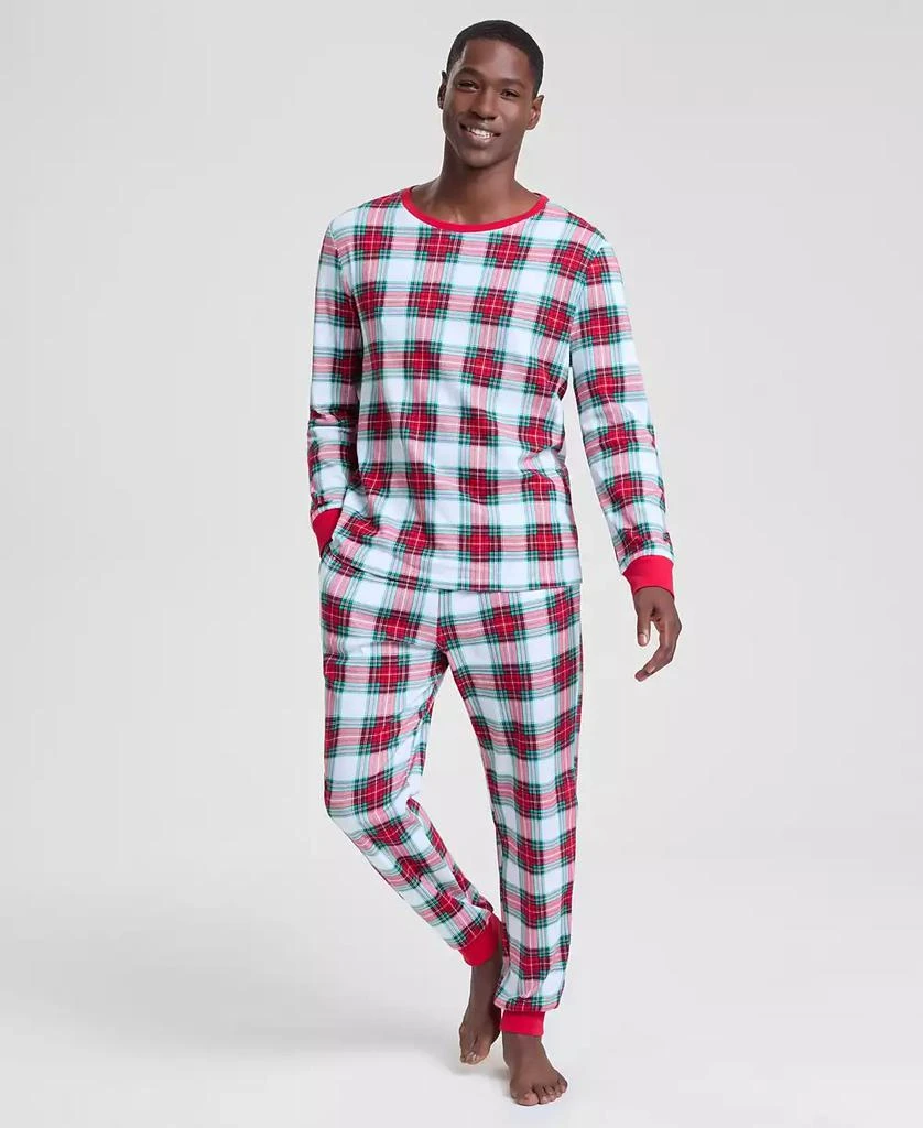 Holiday Lane Men
s Merry Plaid Crew Neck Matching Family Pajamas Set, Created for Macy
s