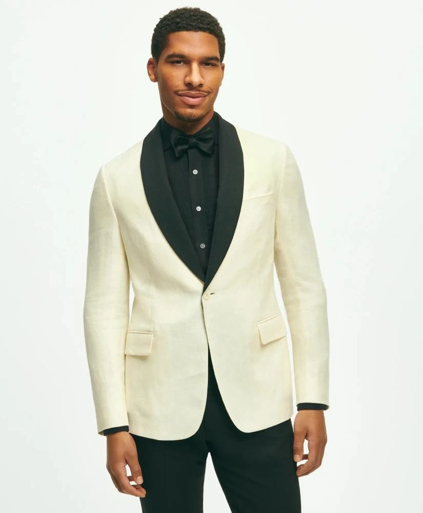 Brooks Brothers Classic Fit 1818 Herringbone Dinner Jacket In Linen-Wool Blend 1