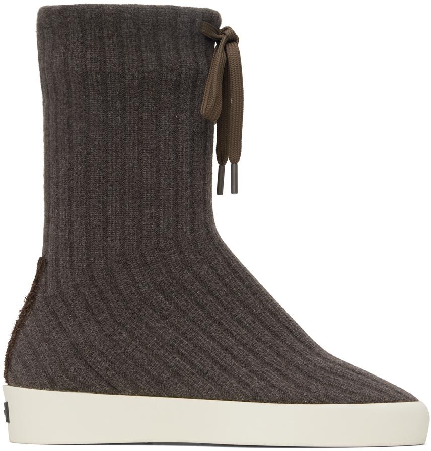 Fear of god Gray Moc Knit High Sneakers - Casual Shoes