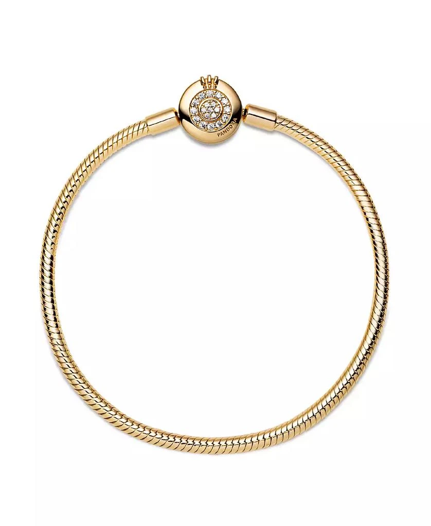 PANDORA Moments Cubic Zirconia 14K Gold-Plated Sparkling Crown O Snake Chain Bracelet 3