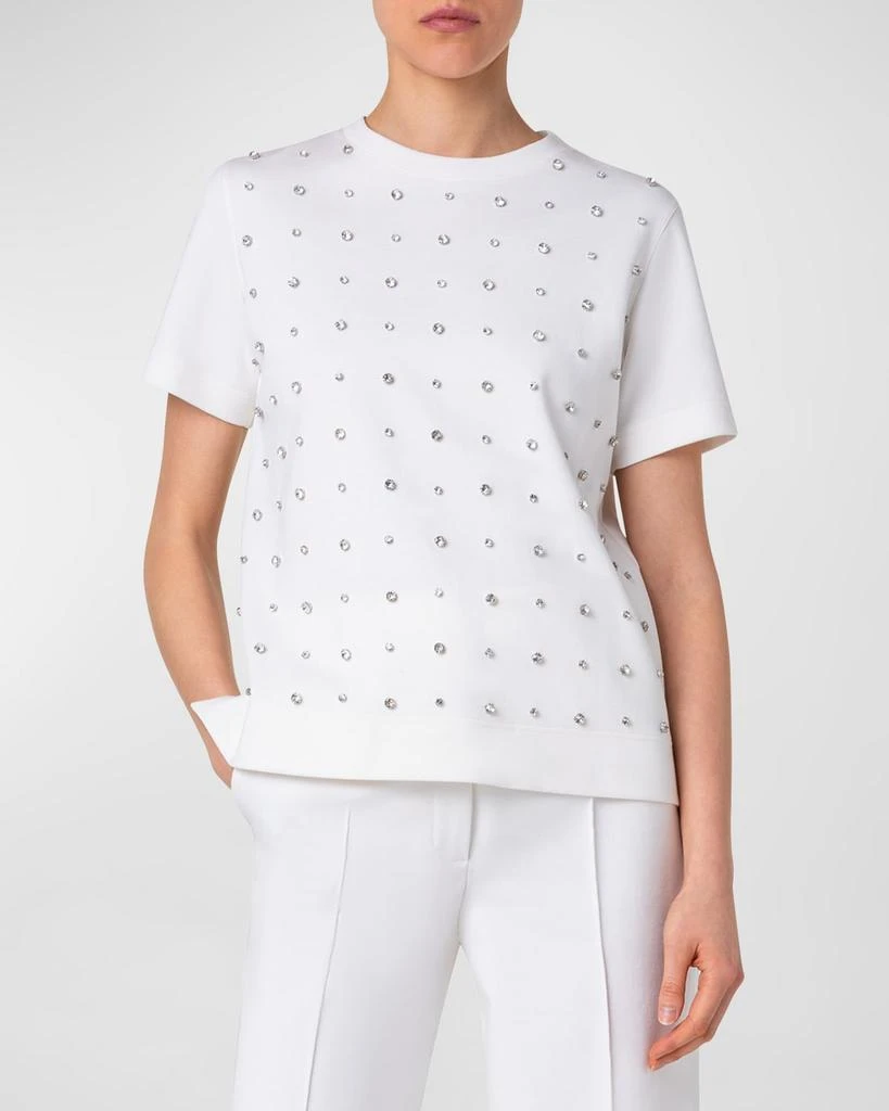 Akris Cotton Jersey T-Shirt with Crystal Studs Embellishments 2